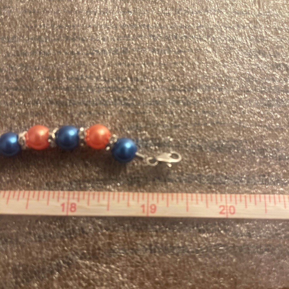 Necklace Set Handmade Orange & Blue - Picture 4 of 4